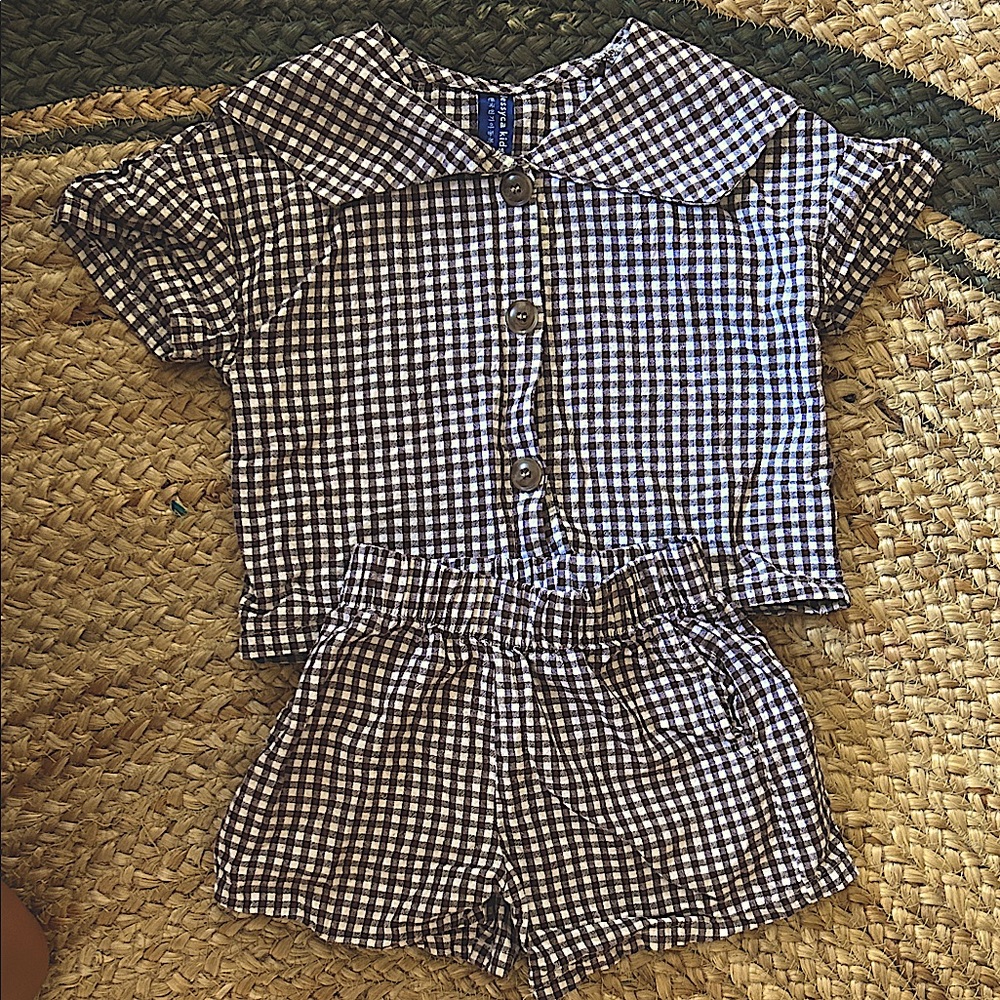 Checkered Button-Up Shirt and Shorts Set